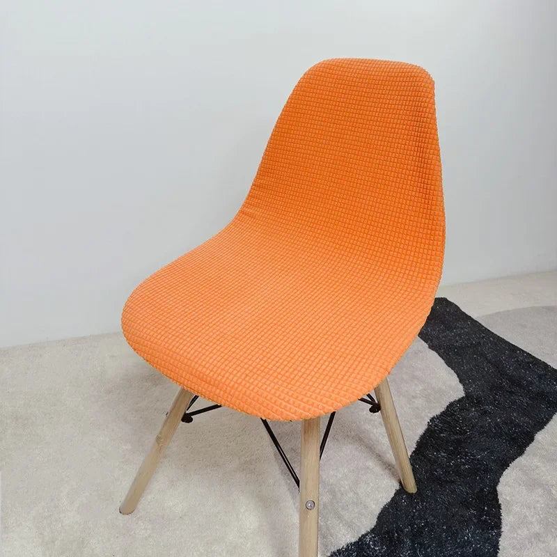 Jacquard Scandinavian Chair Cover Adjustable Round Back Seat Stool Chairs Cover for Dining Room Bar Shell Chairs 1/2/4/6 Pcs