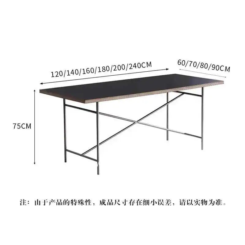 Stainless Steel Leg Rectangular Solid Wood Conference Table Office Desk Writing Living Room Table Mesa Office Furniture KMOD