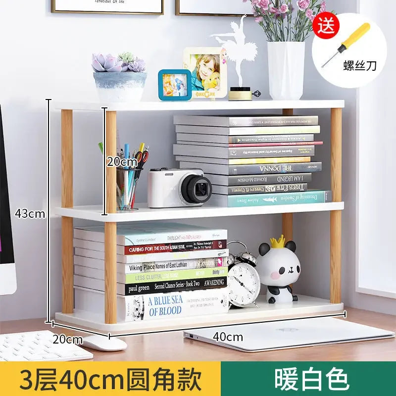Bookcase Wooden Shelf Desktop Racks Desk Children Storage Multi-fun Office Desk Multi-layer Partition Small Home Storage Holders