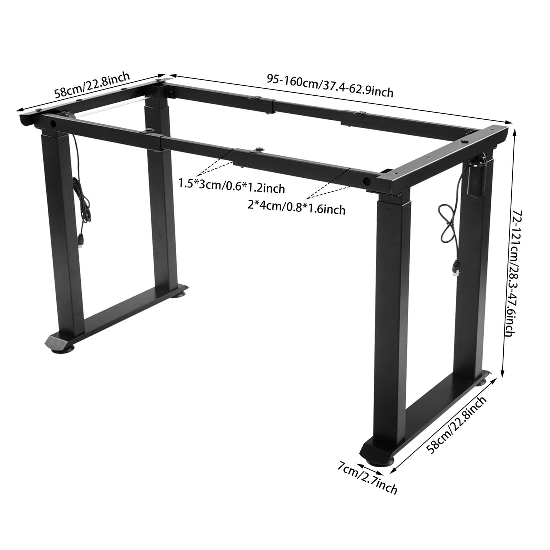 4-Leg Standing Desk Frame, Desk Frame, Dual Motor Adjustable Desk Rack Frame (37.4-62.99in) with LED Screen Bearing 220.46lbs