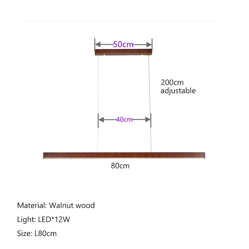 Nordic Minimalist Wabi Sabi Wind Strip Wood Led Pendant Lights Restaurant Bar Home Decor Lamp Dining Room Office Desk Chandelier