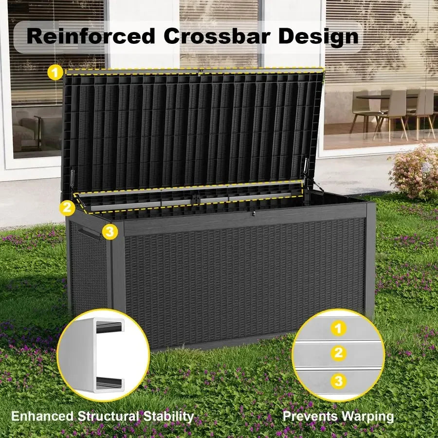 Gallon Outdoor Deck Box, Lockable Waterproof Outdoor Storage Boxes For Garden Tools,Indoor Cushions,Accessories Outside Storage