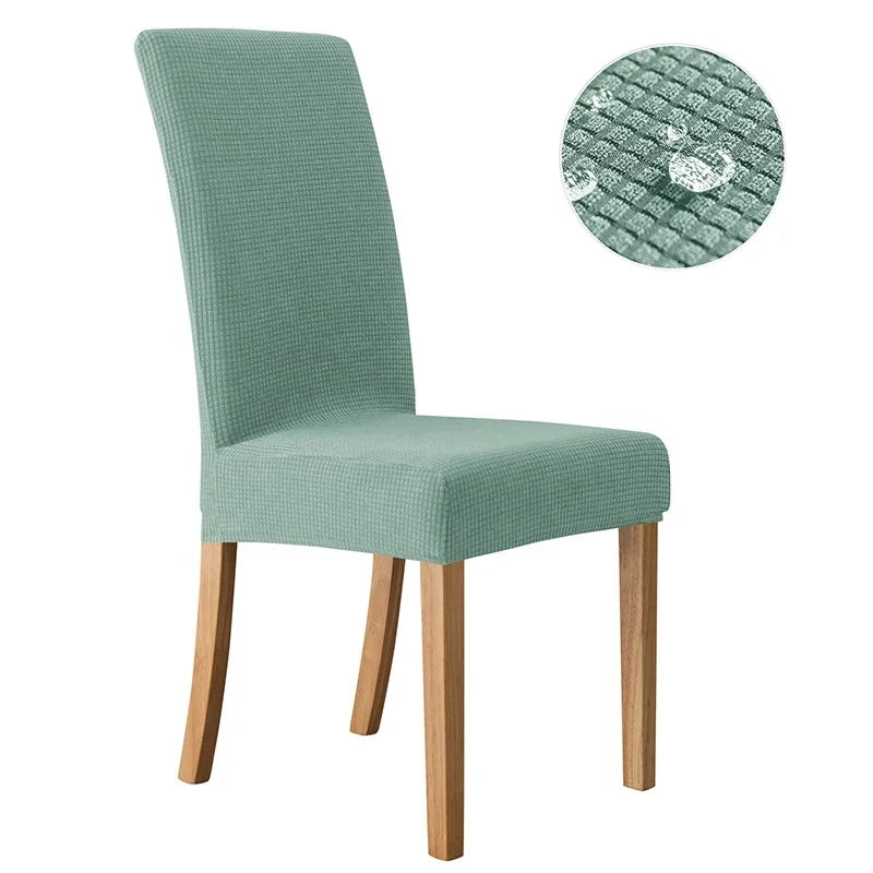 Spandex Dining Room Chairs Cover Jacquard Waterproof Cover For Chairs Washable Parsons Adjustable Seat Covers 2 4 6Set