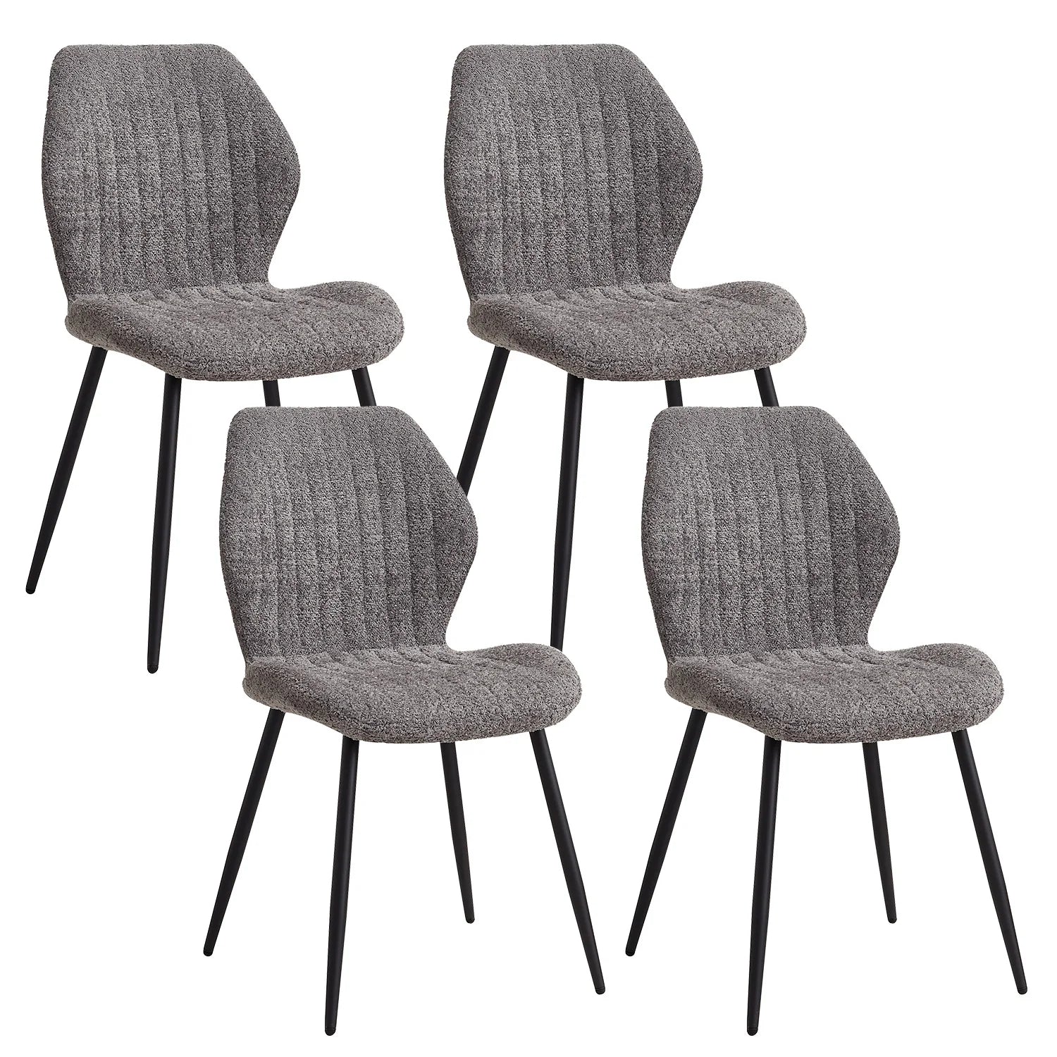 EGOONM Set of 2/4/6 Upholstered Padded Dining Chairs Linen Fabric Kitchen Chairs Metal Legs for Restaurant Cafe Home Room