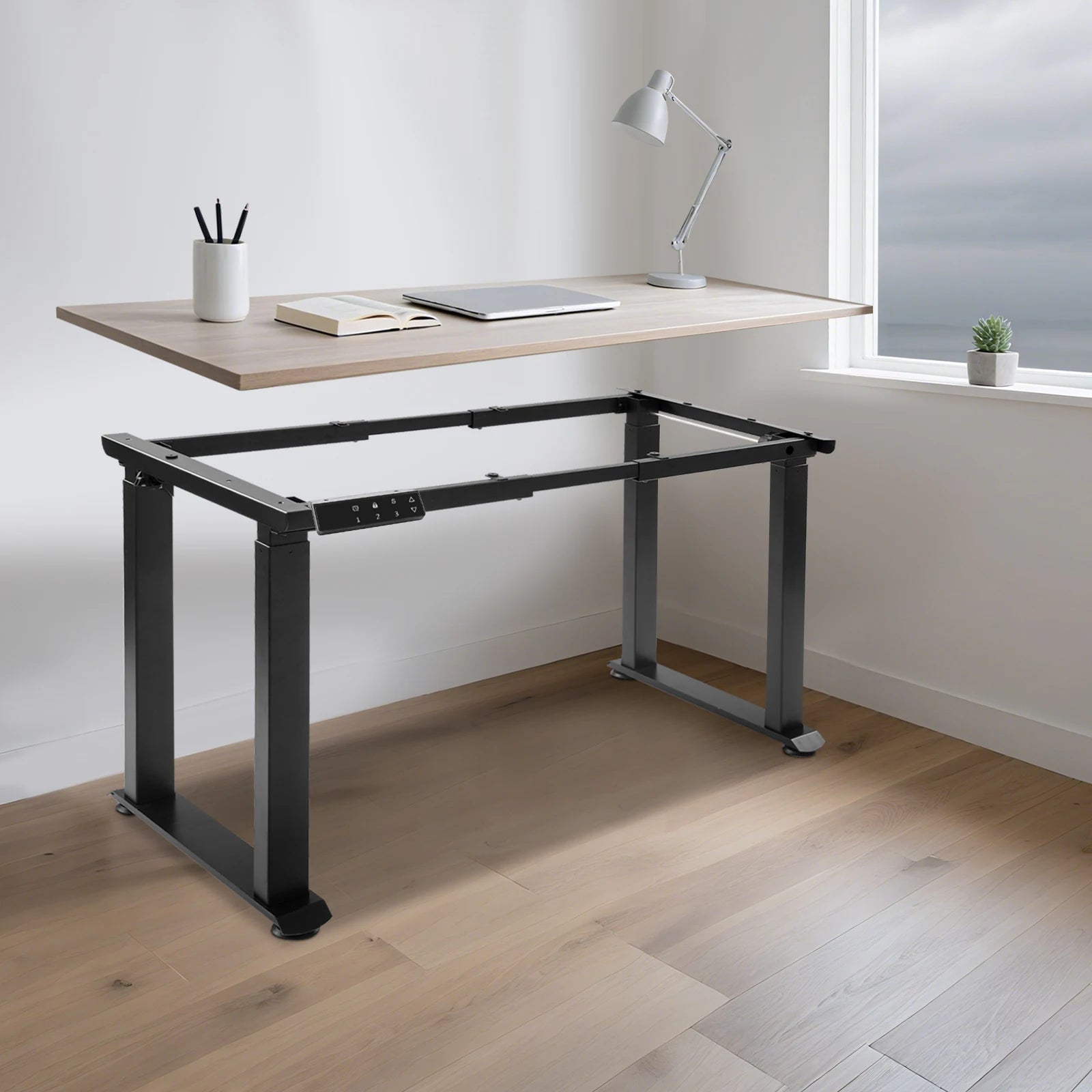 4-Leg Standing Desk Frame, Desk Frame, Dual Motor Adjustable Desk Rack Frame (37.4-62.99in) with LED Screen Bearing 220.46lbs