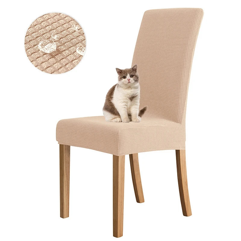 Spandex Dining Room Chairs Cover Jacquard Waterproof Cover For Chairs Washable Parsons Adjustable Seat Covers 2 4 6Set