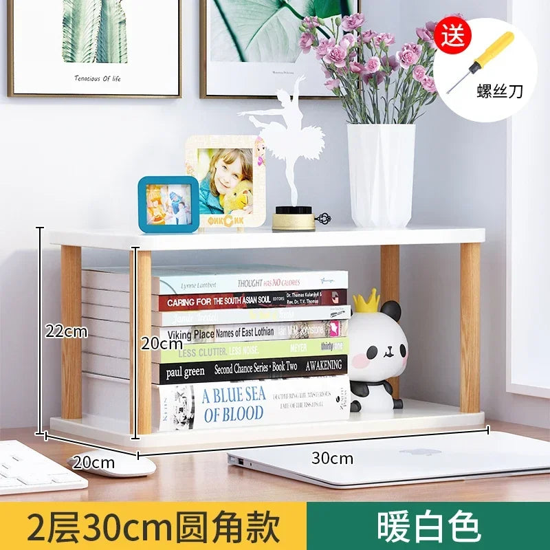 Bookcase Wooden Shelf Desktop Racks Desk Children Storage Multi-fun Office Desk Multi-layer Partition Small Home Storage Holders