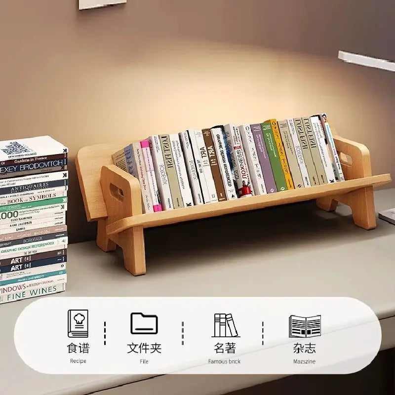 Wood Tilting Bookcase in Living Room/Office Desktop Book Shelf Organizer Bookshelves Storage Rack for CDs/Magazine/Books Display