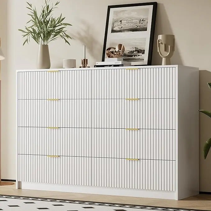 Dresser for Bedroom, Modern 9 Drawer Dresser with Smooth Slides and Gold Handles, Wide Bedroom Chest for Living Room