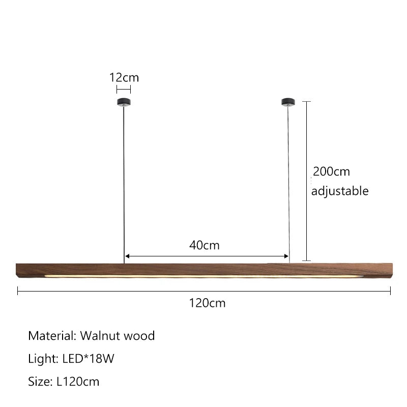 Nordic Minimalist Wabi Sabi Wind Strip Wood Led Pendant Lights Restaurant Bar Home Decor Lamp Dining Room Office Desk Chandelier