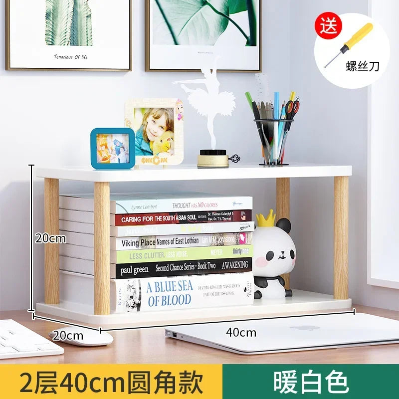Bookcase Wooden Shelf Desktop Racks Desk Children Storage Multi-fun Office Desk Multi-layer Partition Small Home Storage Holders