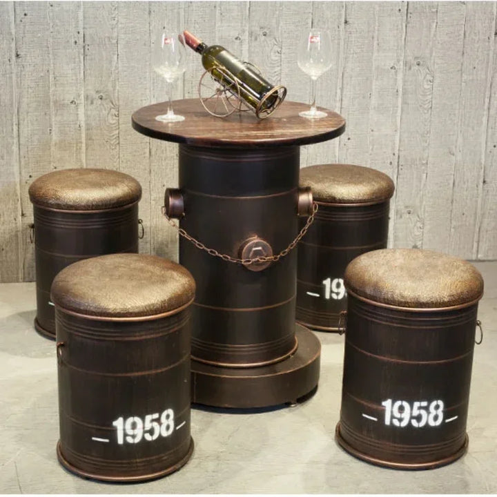 Retro Industrial Bar Stool with Heavy Duty Metal Frame & Leather Bucket Seat,Vintage Style Home Bar Pub Furniture, Easy Assembly