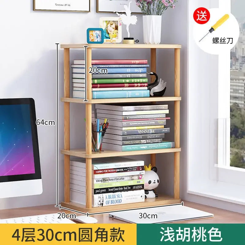 Bookcase Wooden Shelf Desktop Racks Desk Children Storage Multi-fun Office Desk Multi-layer Partition Small Home Storage Holders