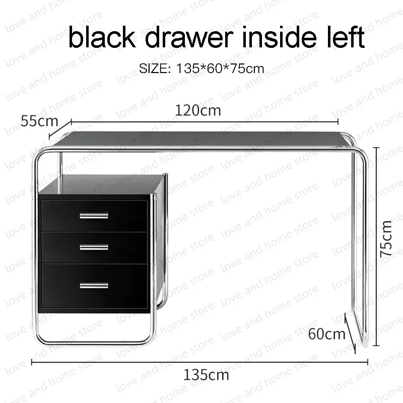 Bauhaus Stainless Steel Desk Compact Tubular Steel MDF with Drawer Compute Desk Office Desk