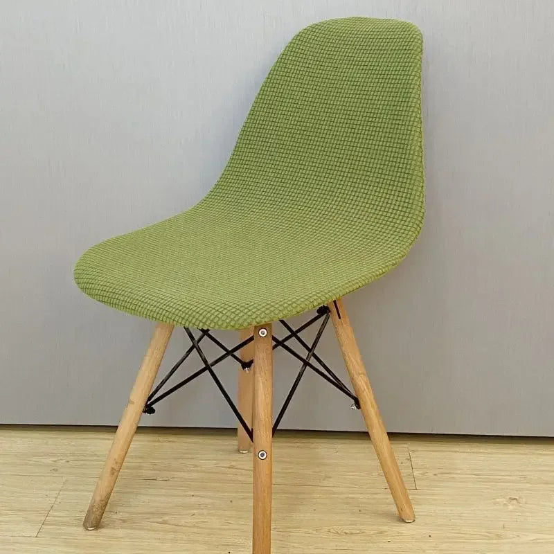 Jacquard Scandinavian Chair Cover Adjustable Round Back Seat Stool Chairs Cover for Dining Room Bar Shell Chairs 1/2/4/6 Pcs