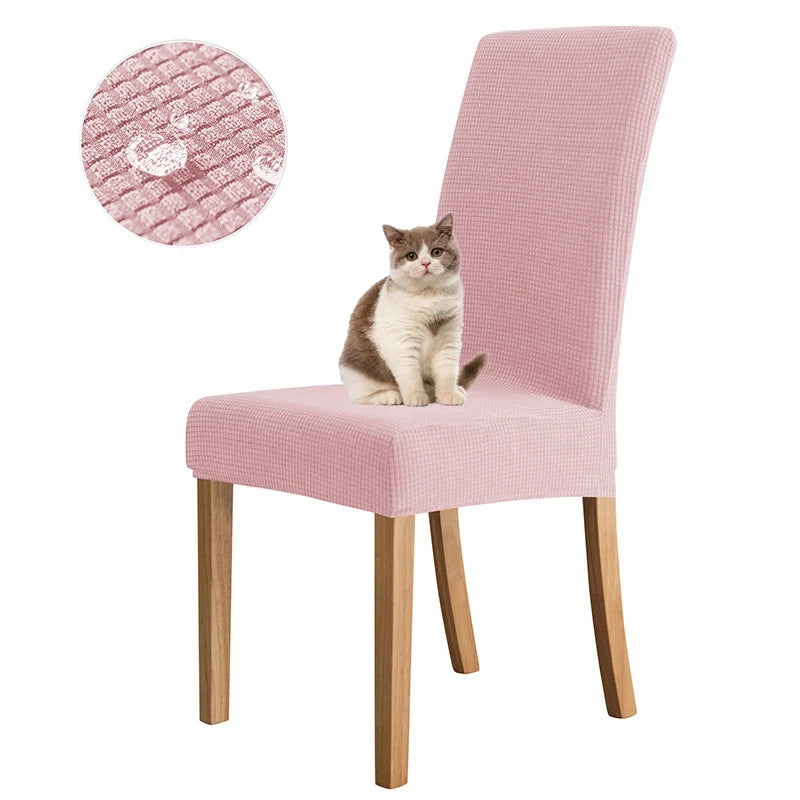 Spandex Dining Room Chairs Cover Jacquard Waterproof Cover For Chairs Washable Parsons Adjustable Seat Covers 2 4 6Set