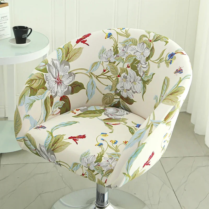 Semi-Circular Chair Cover Elastic Dining Chairs Slipcovers Accent Curved Chairs Dustproof Covers Armchair Seat Case Home Decor