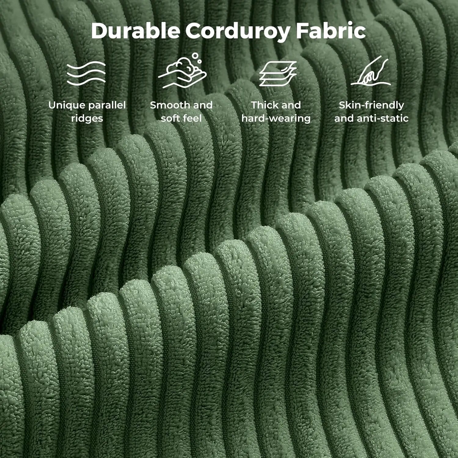 97" L-Shape Modular Sectional Sofa 3-Seat Corduroy Movable Ottoman Living Room Green, Customized