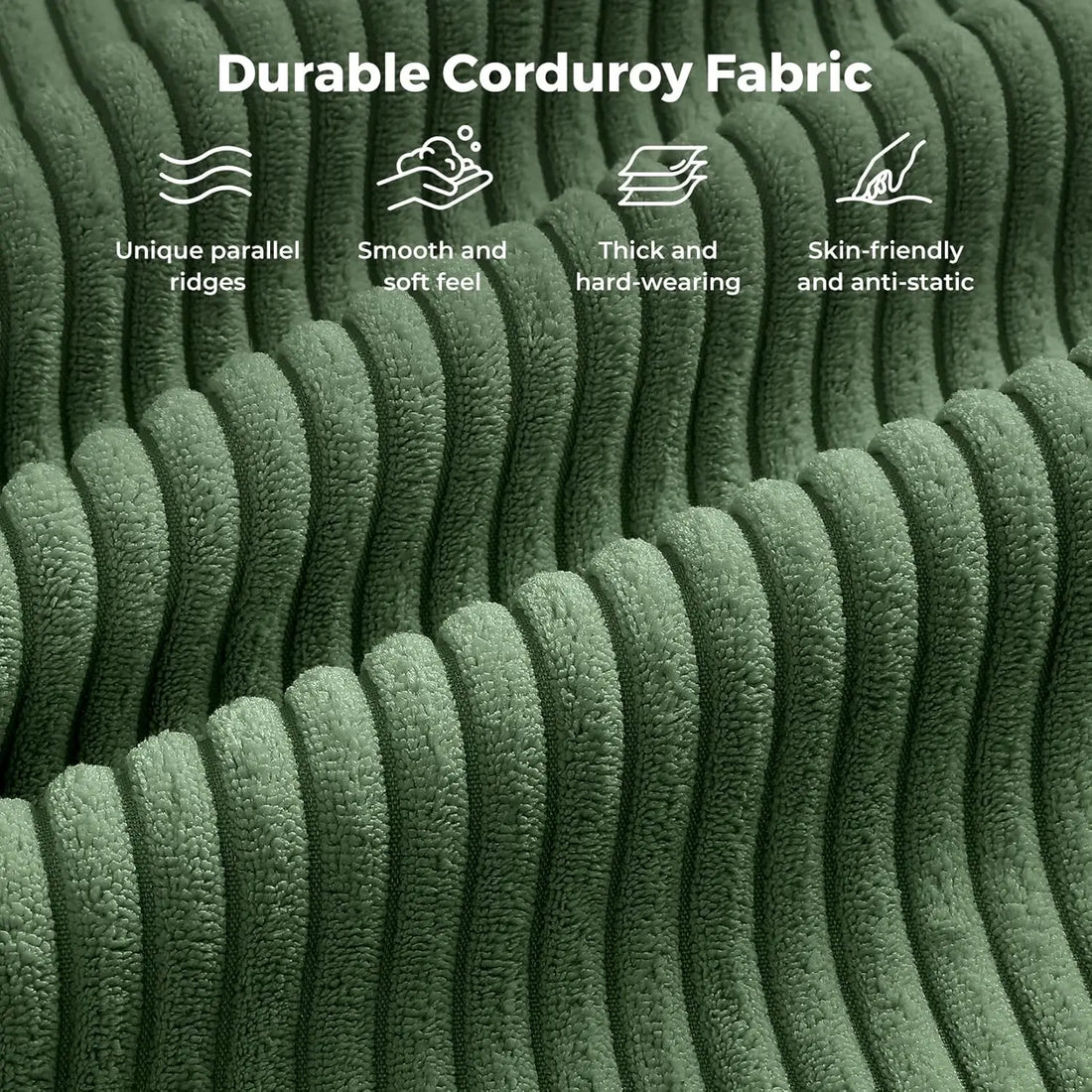97" L-Shape Modular Sectional Sofa 3-Seat Corduroy Movable Ottoman Living Room Green, Customized