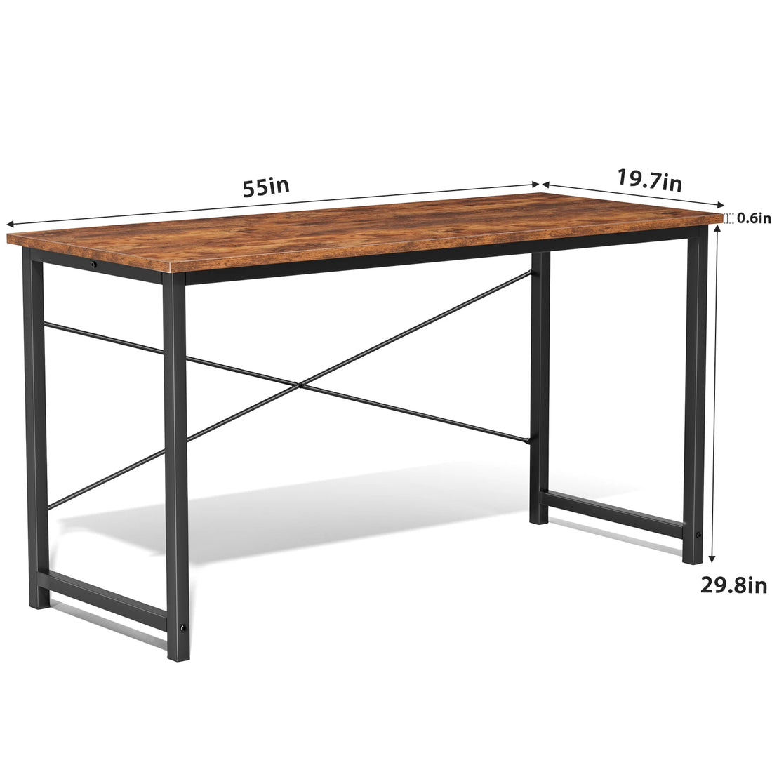 Computer Office Desk Writing Study Office Gaming Table Modern Simple Style Compact Metal Frame Wood Tabletop Easy Assembly