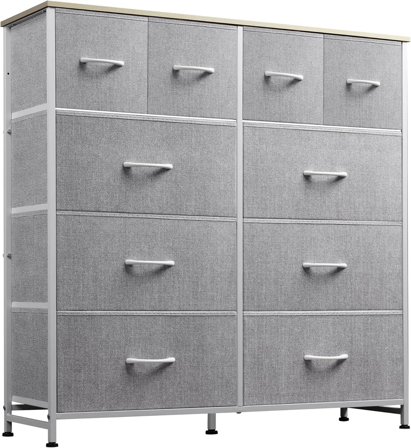 WLIVE White 10-Drawer Fabric Dresser Tall Storage Organizer Unit For Bedroom Living Room Closet Hallway