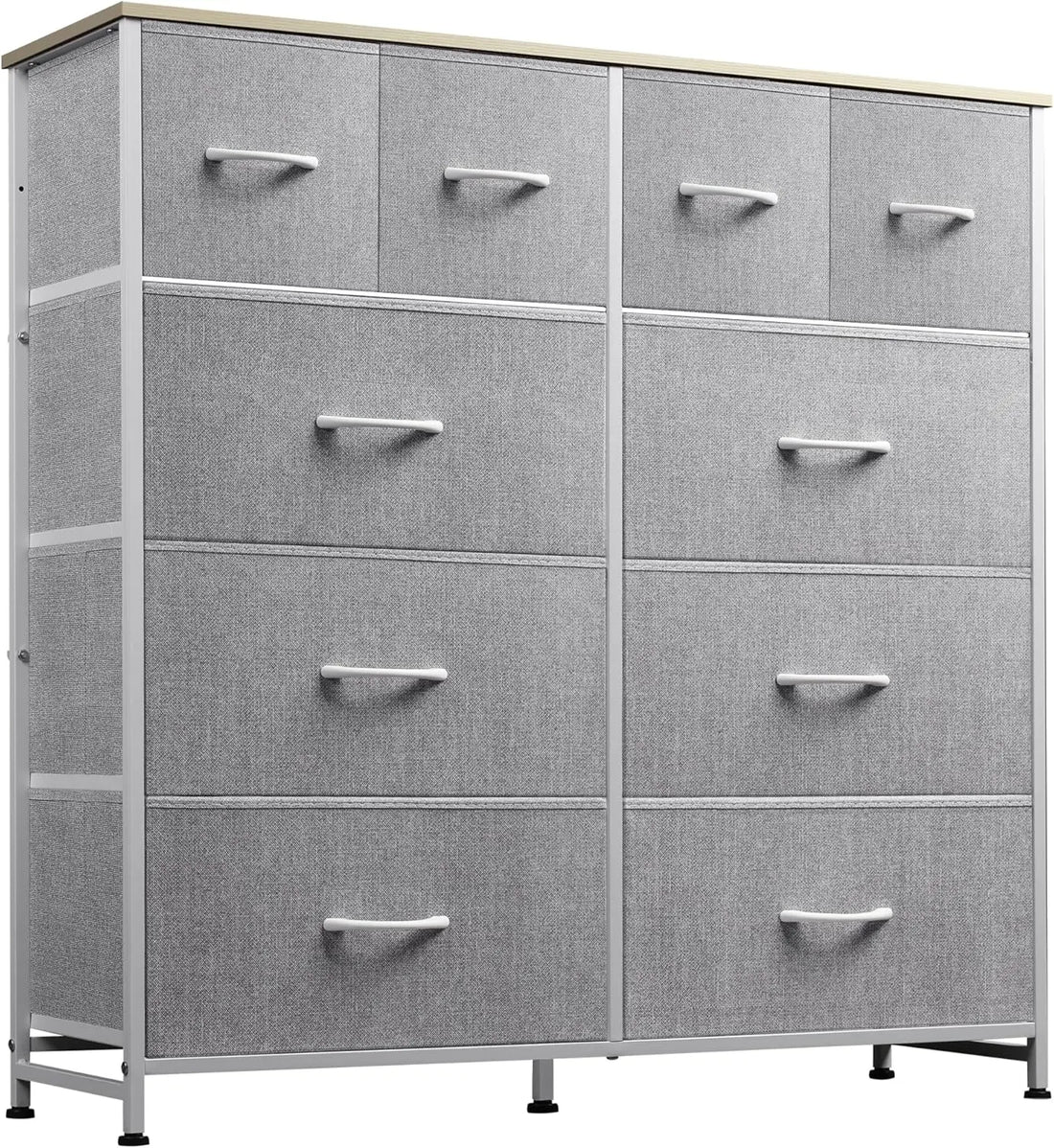 WLIVE White 10-Drawer Fabric Dresser Tall Storage Organizer Unit For Bedroom Living Room Closet Hallway