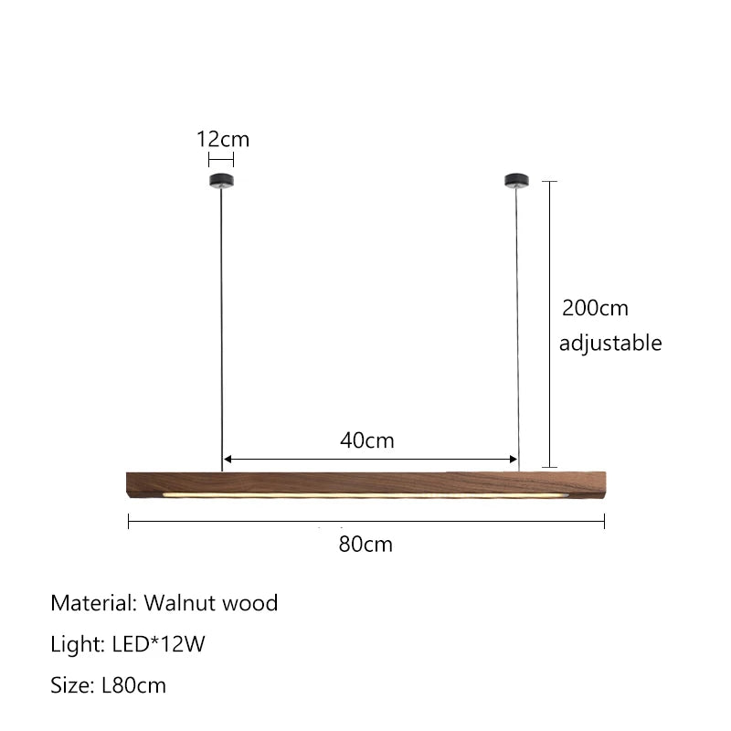 Nordic Minimalist Wabi Sabi Wind Strip Wood Led Pendant Lights Restaurant Bar Home Decor Lamp Dining Room Office Desk Chandelier