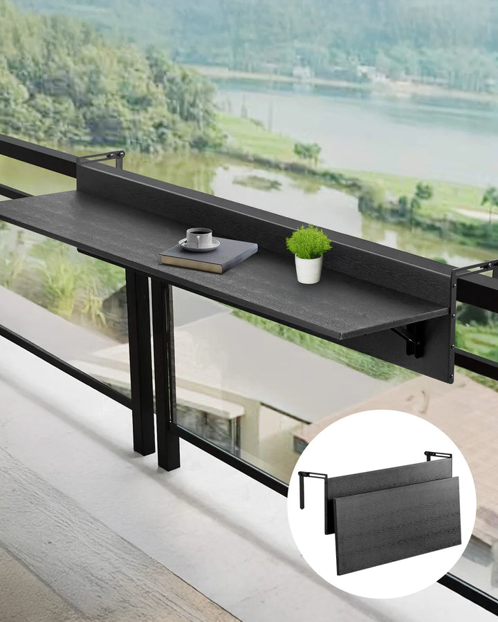 SucceBuy Balcony Hanging Table Folding Balcony Railing Table Outdoor Balcony Bar Table for Railings Serving Table for Patio Deck