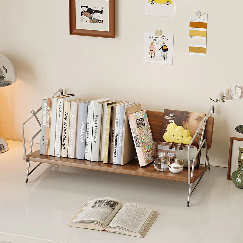 Modern Multifunctional Desktop Bookshelf Creative Desk Organizer Elegant Tabletop Display Rack Office Bookcase Stand for Showcas