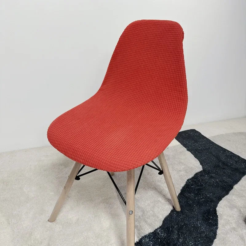 Jacquard Scandinavian Chair Cover Adjustable Round Back Seat Stool Chairs Cover for Dining Room Bar Shell Chairs 1/2/4/6 Pcs