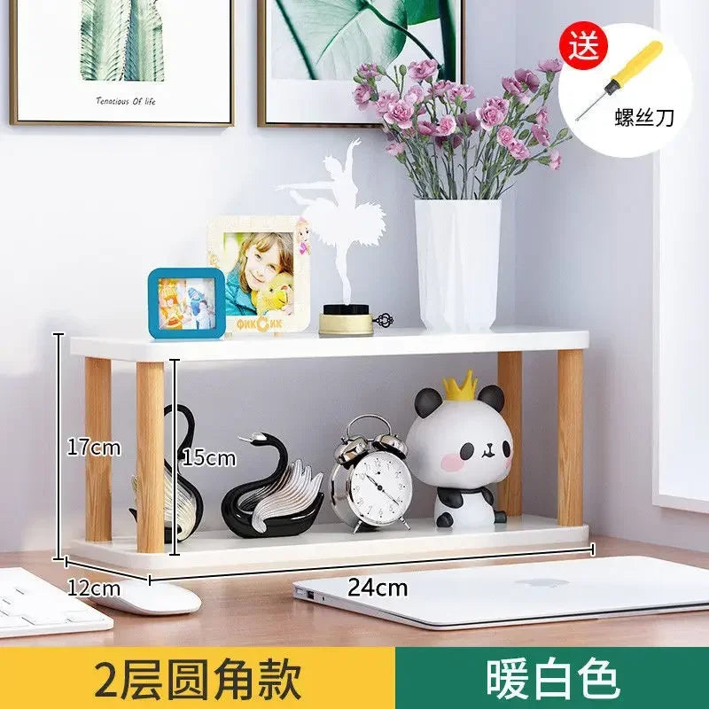 Bookcase Wooden Shelf Desktop Racks Desk Children Storage Multi-fun Office Desk Multi-layer Partition Small Home Storage Holders