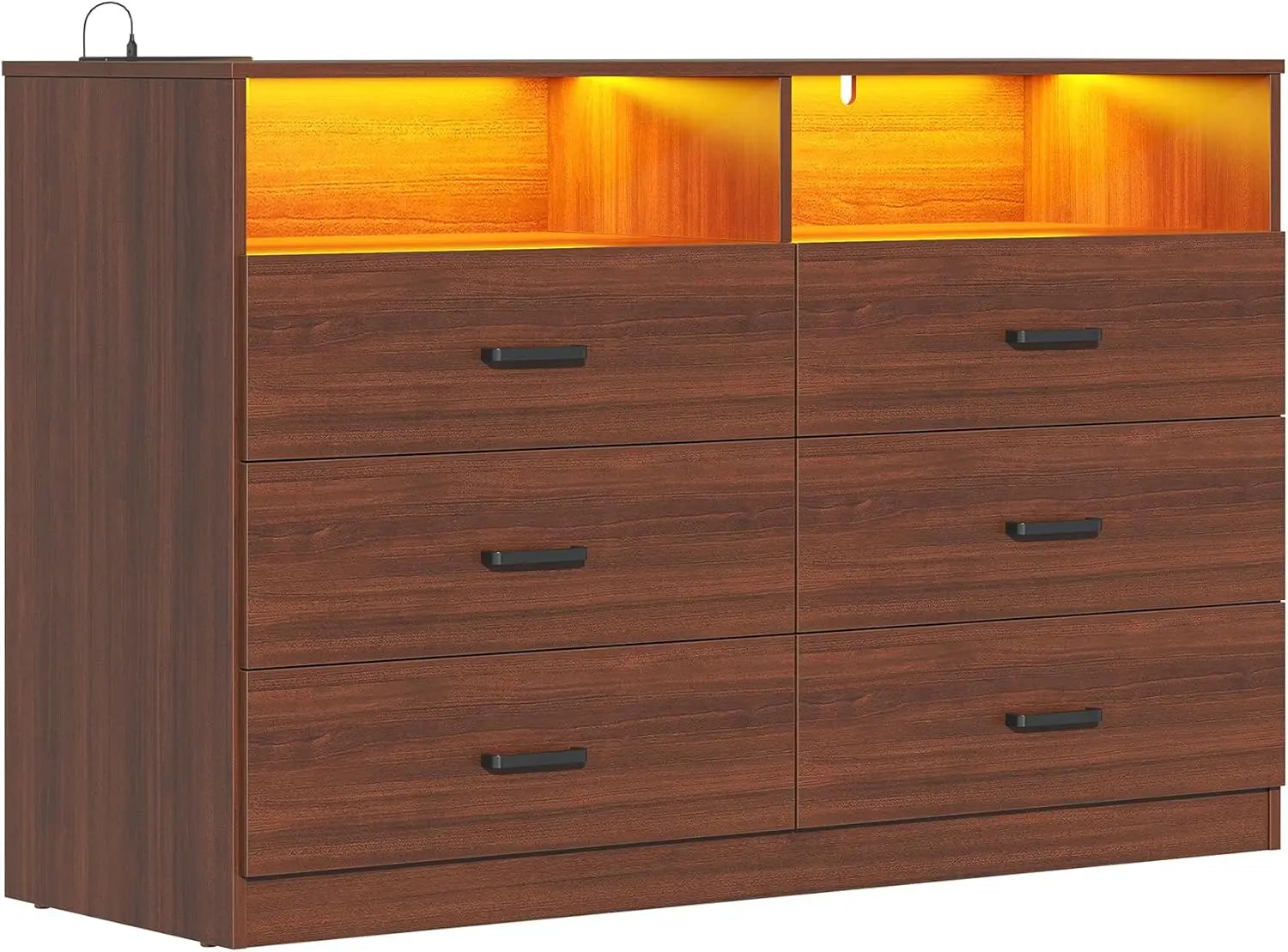 Dresser for Bedroom, 6 Drawer Double Dresser, Modern Chest of Drawers with Deep Drawers, TV Stand Large Storage Organizer
