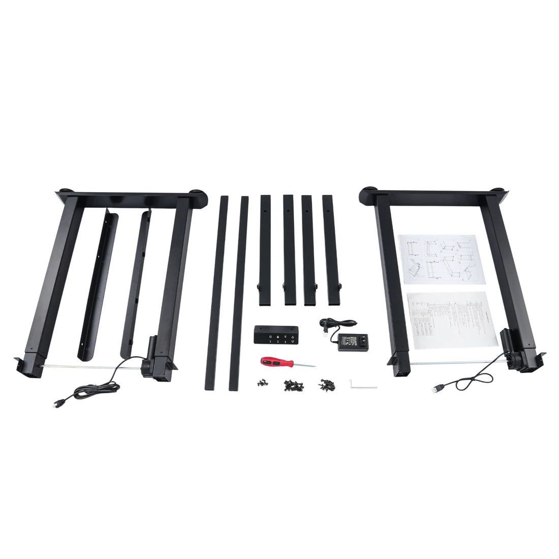 4-Leg Standing Desk Frame, Desk Frame, Dual Motor Adjustable Desk Rack Frame (37.4-62.99in) with LED Screen Bearing 220.46lbs