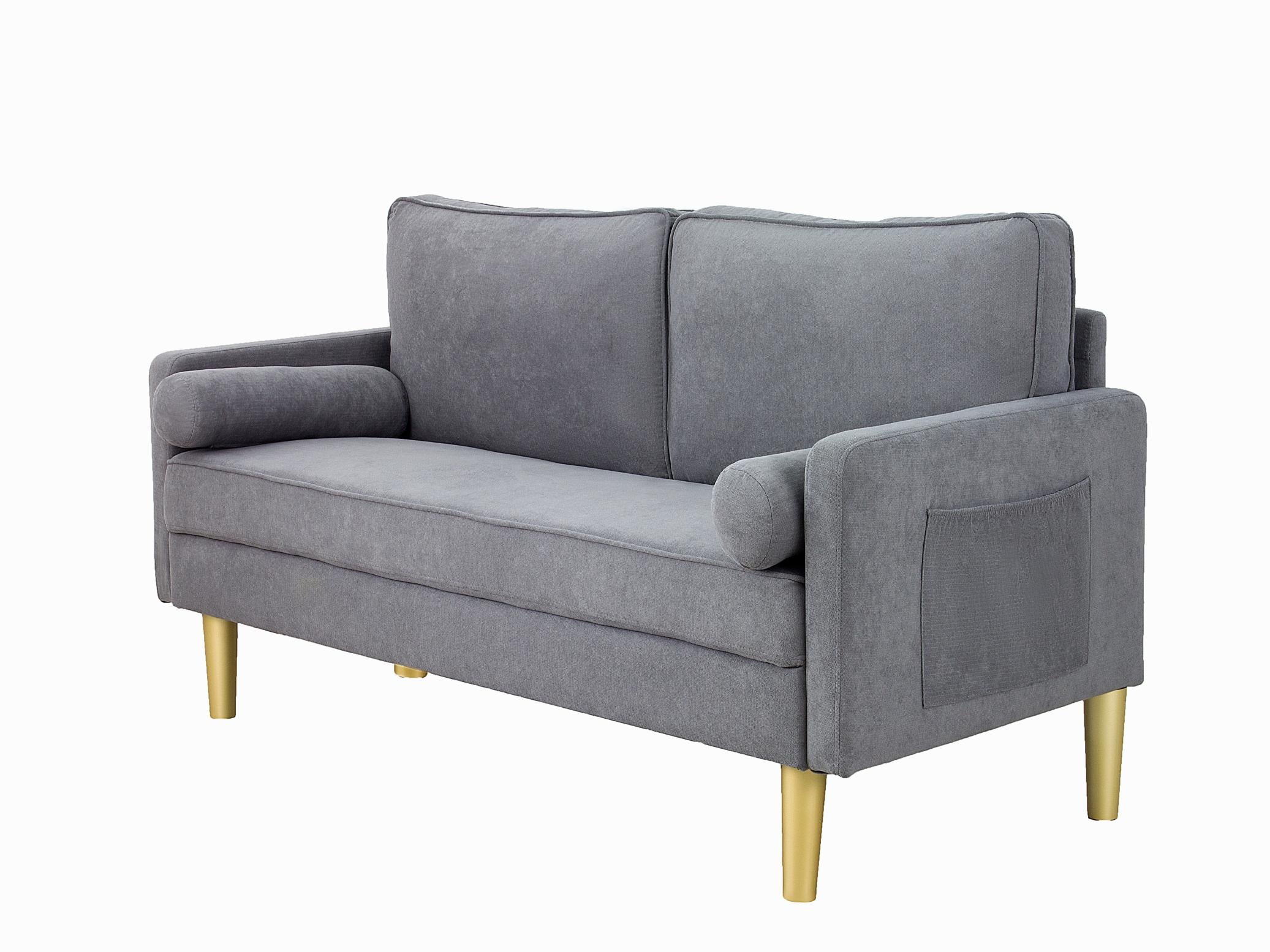 Linen Sofa Couch With 2 Pillows, Mid Century Modern Couches, 3 Seater  Couches For Bedroom Furniture, Home Office