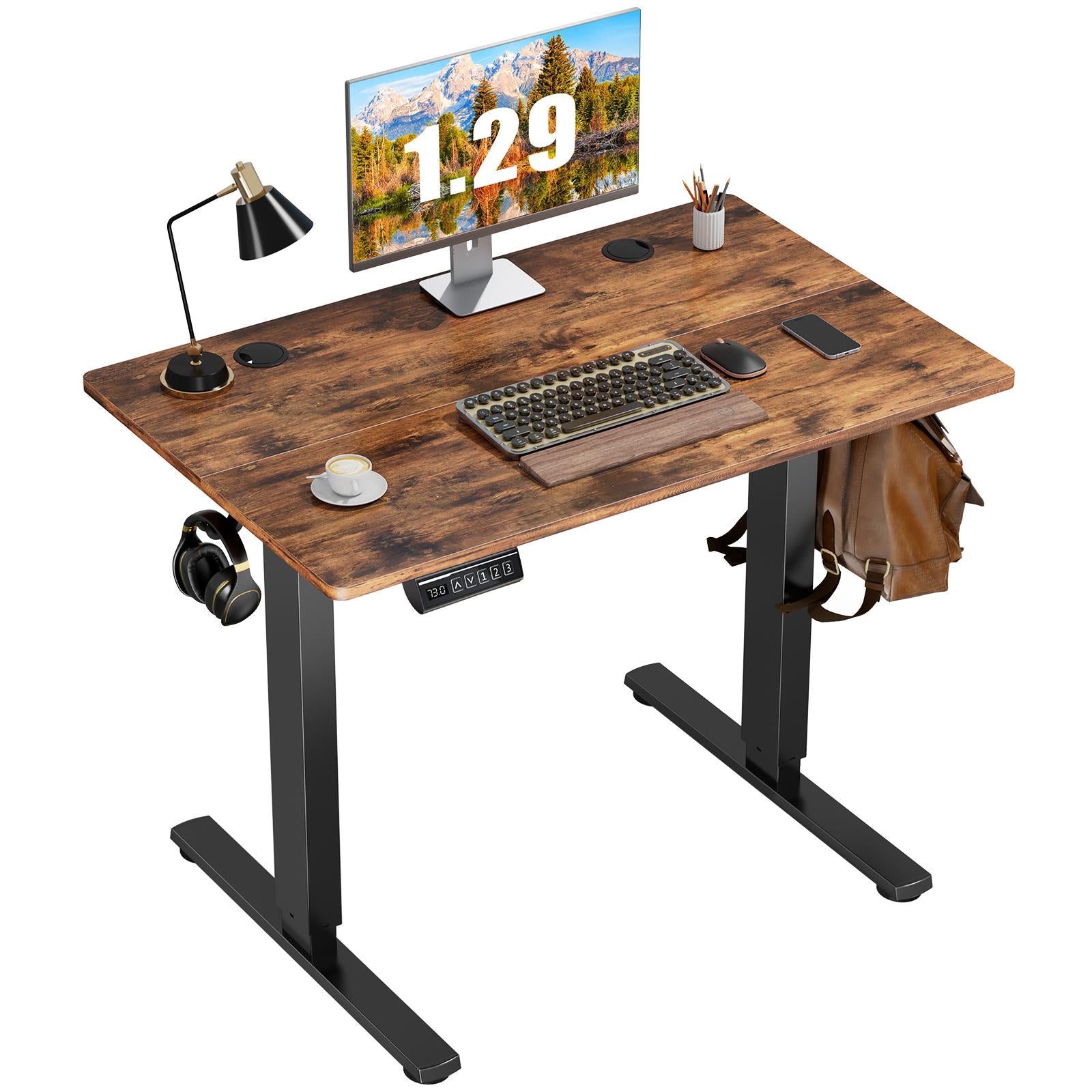 Ergonomic Height Adjustable Table with T-Shaped Metal Bracket Modern Computer Workstations
