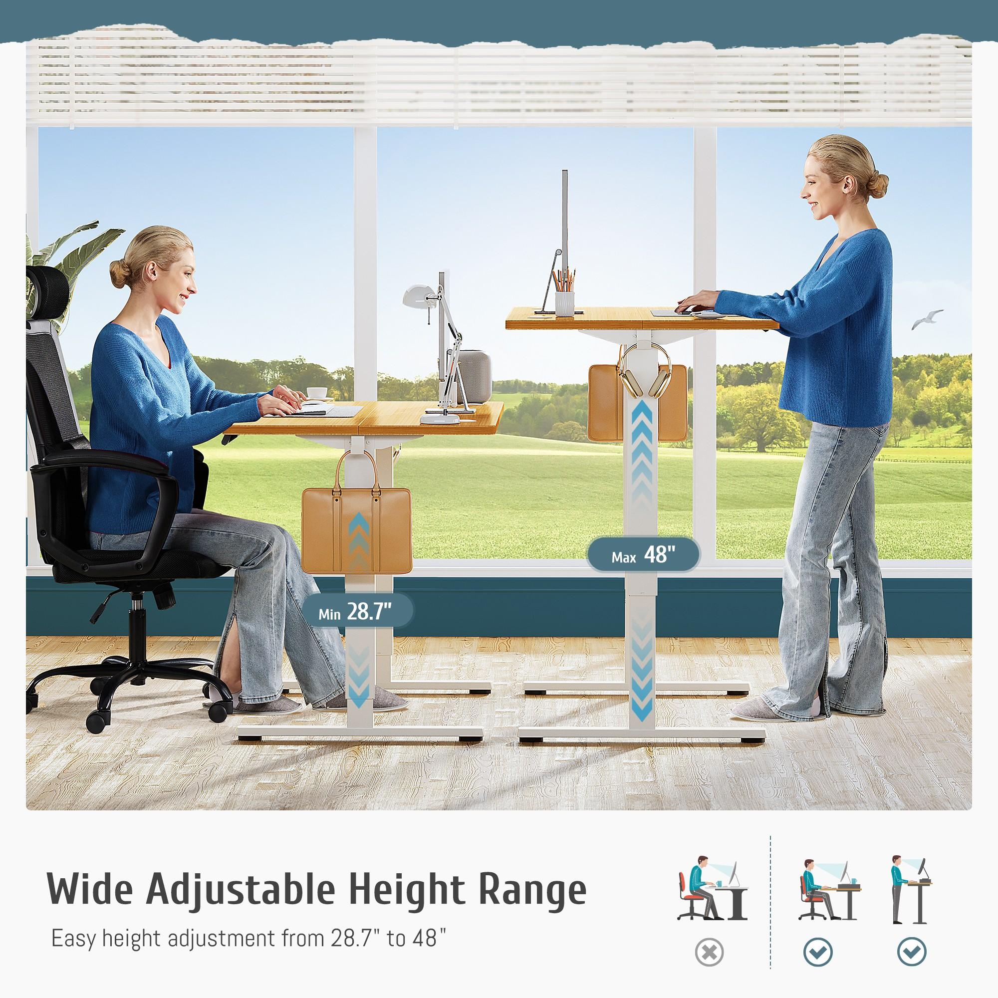Ergonomic Height Adjustable Table with T-Shaped Metal Bracket Modern Computer Workstations