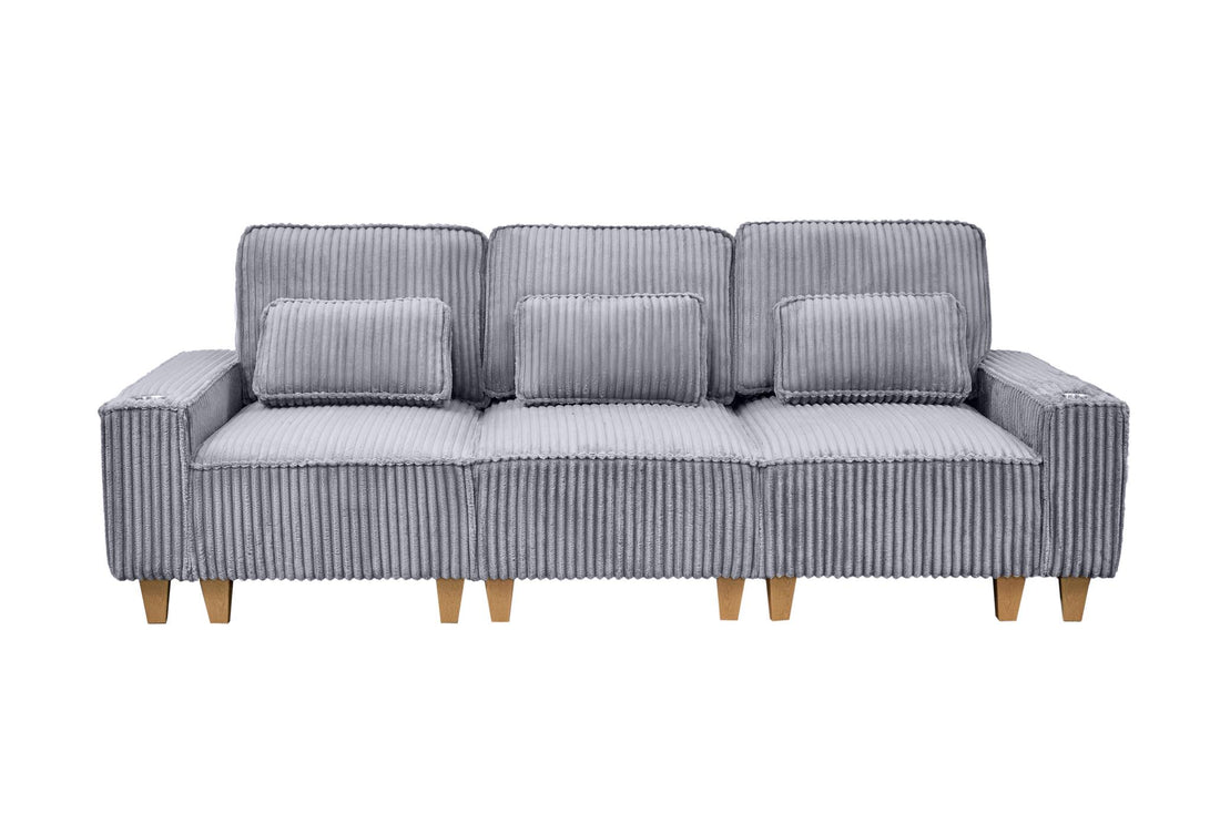 Corduroy Sectional Sofa with Cup Holder for Living Room（single sofa chair/2 Seater Loveseat/3 Seater sofa）