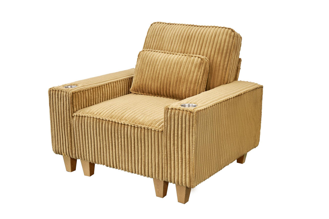 Corduroy Sectional Sofa with Cup Holder for Living Room（single sofa chair/2 Seater Loveseat/3 Seater sofa）