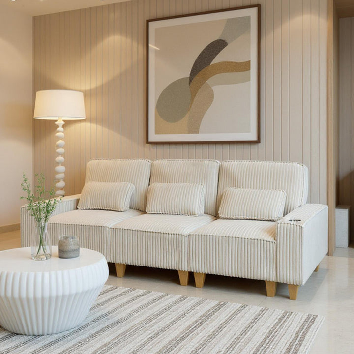 Corduroy Sectional Sofa with Cup Holder for Living Room（single sofa chair/2 Seater Loveseat/3 Seater sofa）