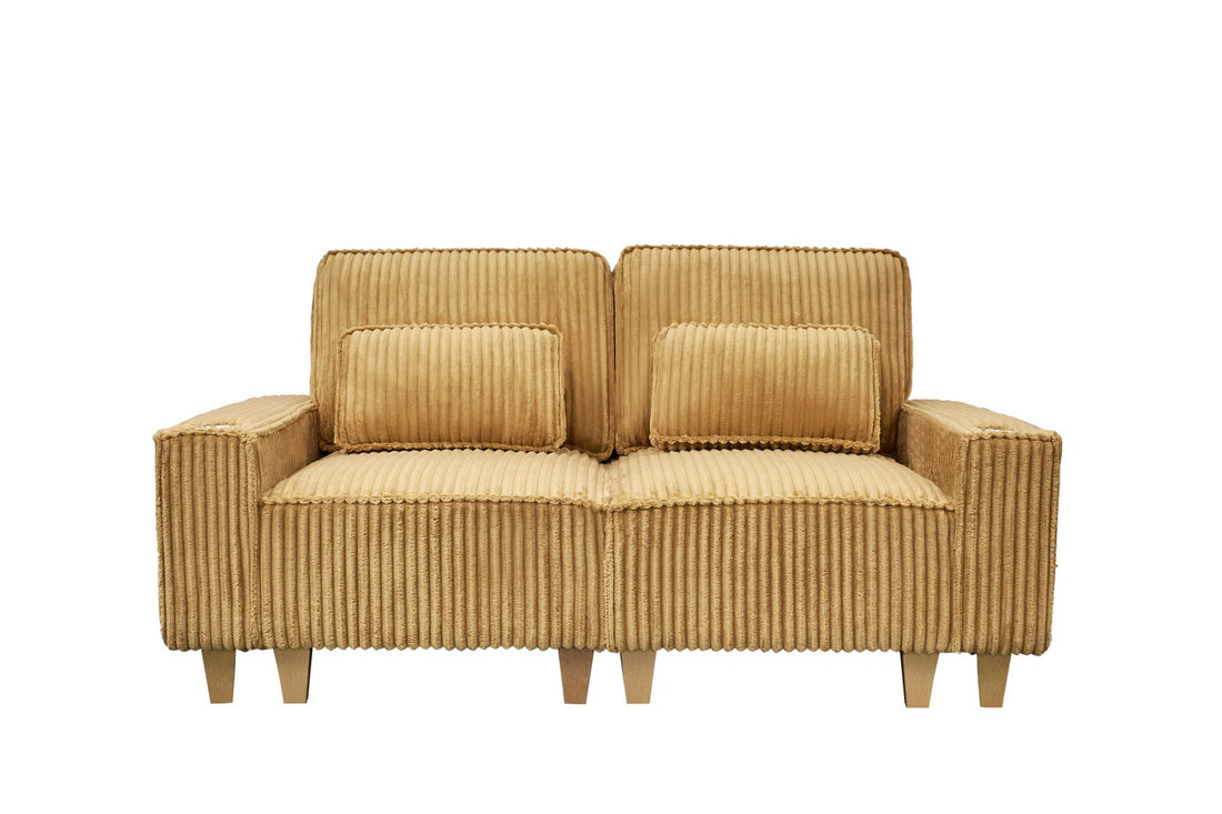 Corduroy Sectional Sofa with Cup Holder for Living Room（single sofa chair/2 Seater Loveseat/3 Seater sofa）