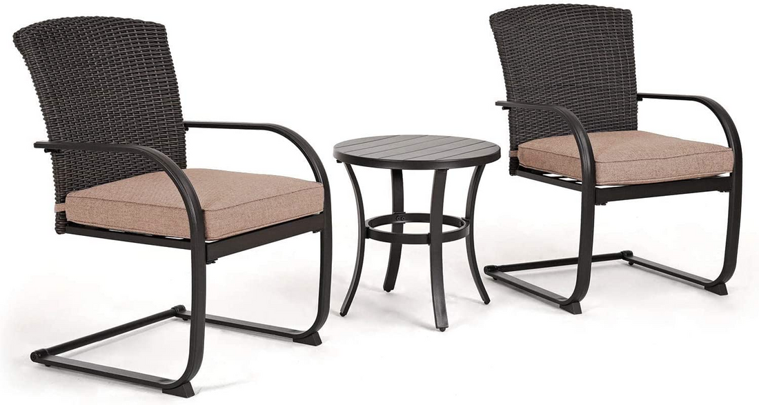 Full Iron Detachable Outdoor Chatting Table and Chair Set (Beige)
