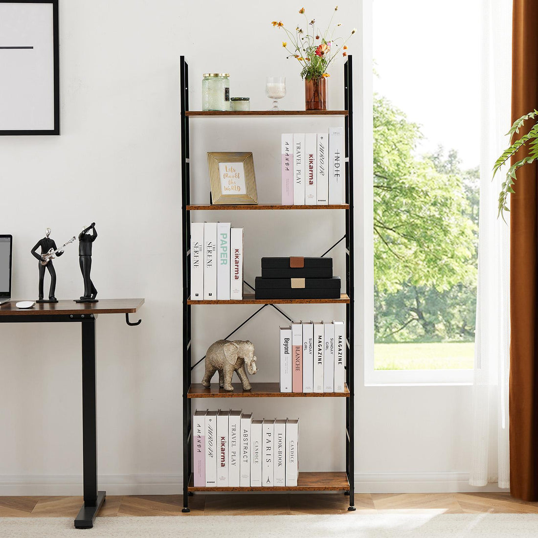 5 Tiers Bookshelf, Classically Modern Book Shelf, Book Rack, Storage Rack Shelves in Living Room/Home/Office