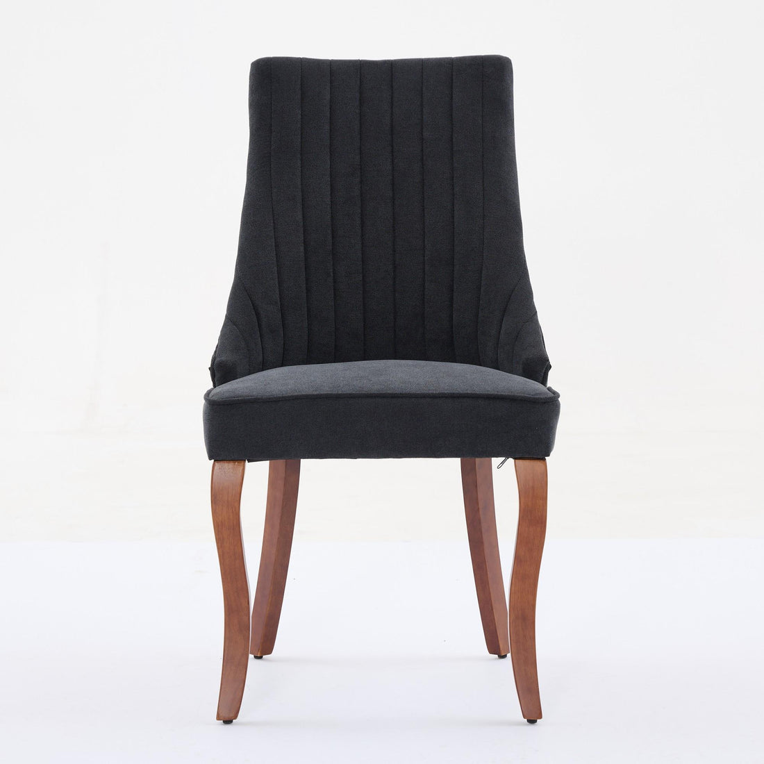 Rayon Cloth Flocking Linen Dining Chairs  Comfy Fabric Upholstered Accent Chair for Dining Room with Curved Solid Wood Legs,Set of 2