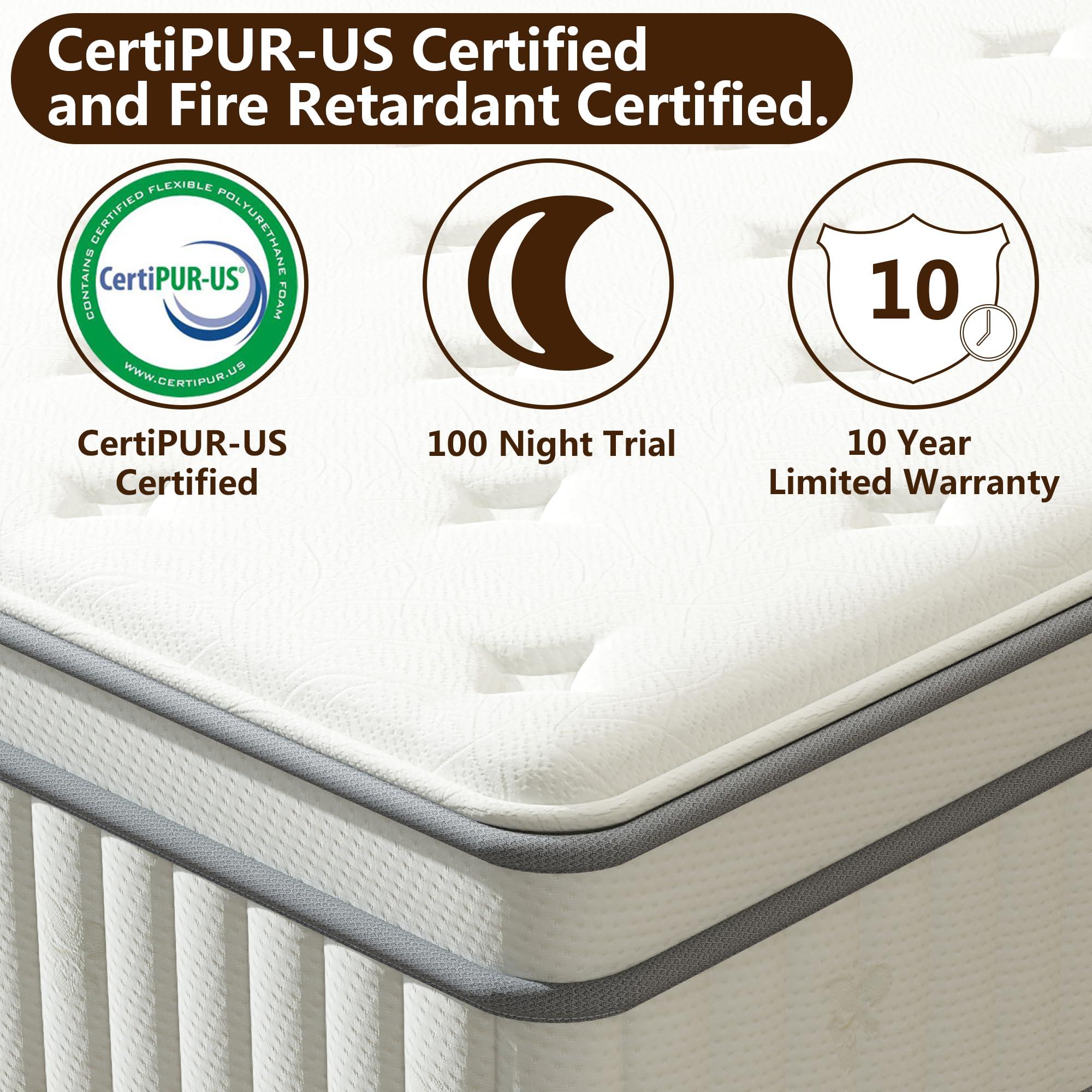 High Quality 10" Twin Diamond Innerspring Hybrid And Cooling Gel Memory Foam Mattress, Pressure Relief, And Motion Isolation