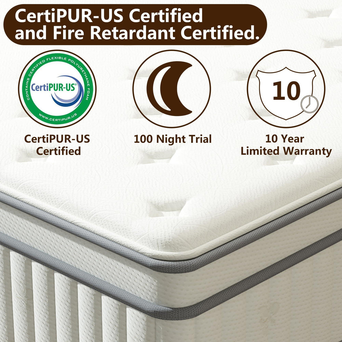 High Quality 10" Twin Diamond Innerspring Hybrid And Cooling Gel Memory Foam Mattress, Pressure Relief, And Motion Isolation