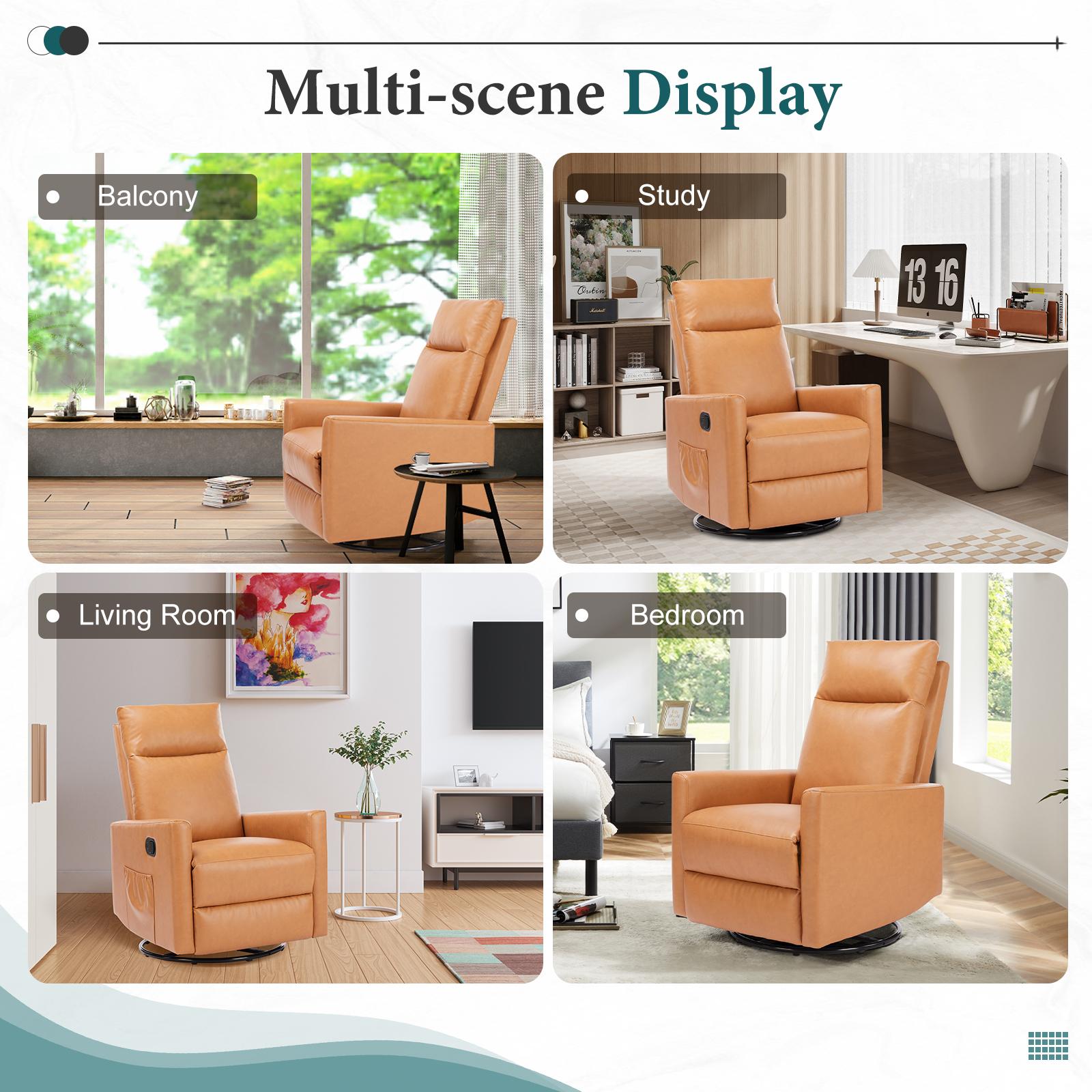 Single sofa with swivel recliner, oversized footstool, high back, comfortable cushion