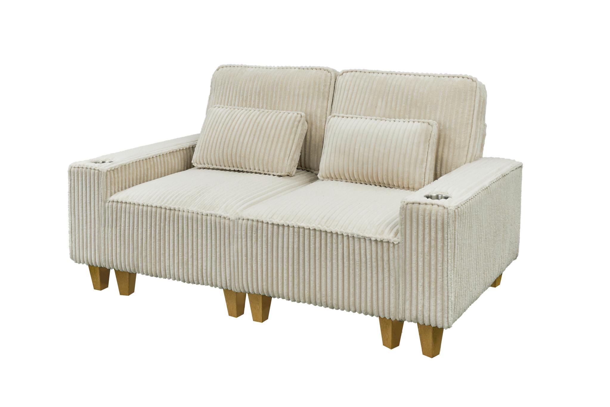 Corduroy Sectional Sofa with Cup Holder for Living Room（single sofa chair/2 Seater Loveseat/3 Seater sofa）