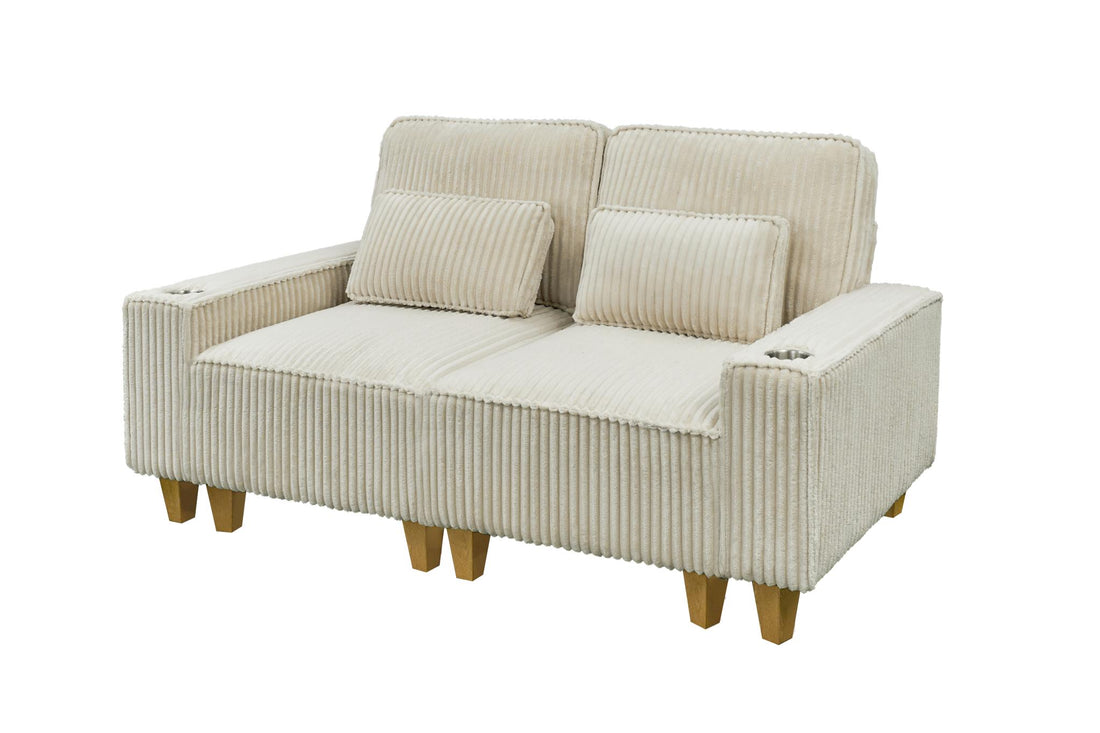 Corduroy Sectional Sofa with Cup Holder for Living Room（single sofa chair/2 Seater Loveseat/3 Seater sofa）