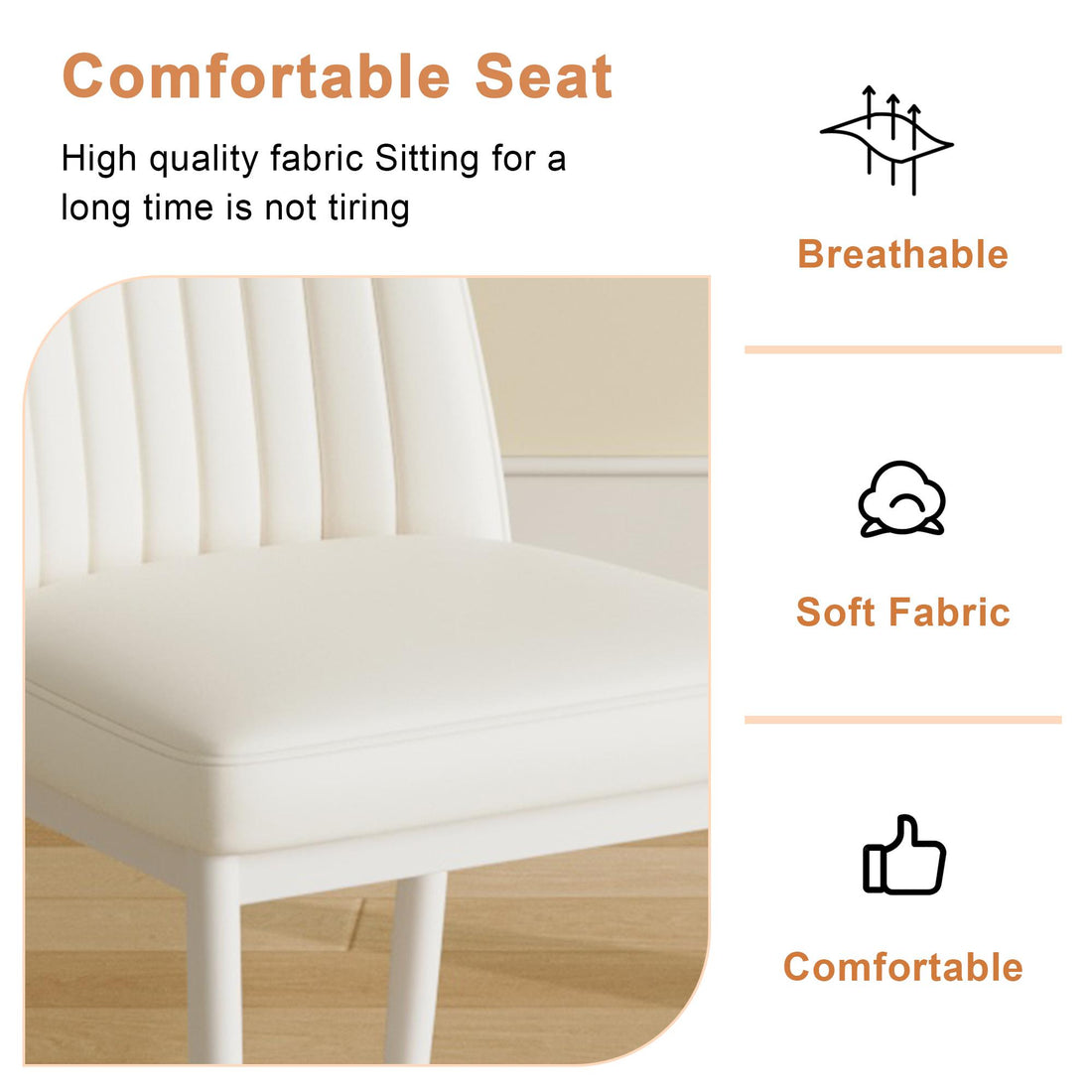 A set of 4 dining chairs, PU material high backrest seats and sturdy leg chairs, suitable for restaurants, kitchens, and living rooms.