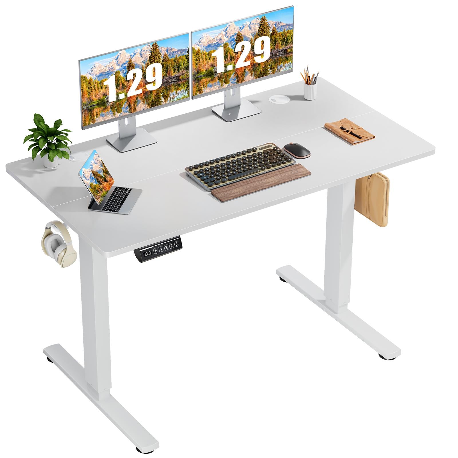 Ergonomic Height Adjustable Table with T-Shaped Metal Bracket Modern Computer Workstations